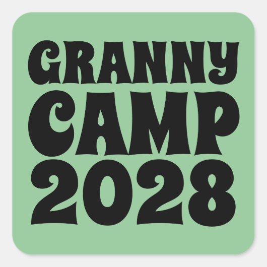 Granny Camp Retro Grüner Text Quadratischer Aufkleber (Vorderseite)