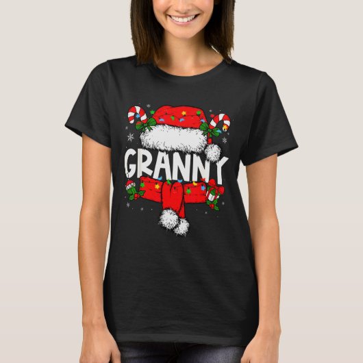 Granny Christmas Pajama Santa Claus Family Matchin T-Shirt (Vorderseite)