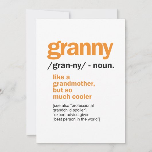 Granny Definition Großartiges Geschenk Dankeskarte (Vorderseite)