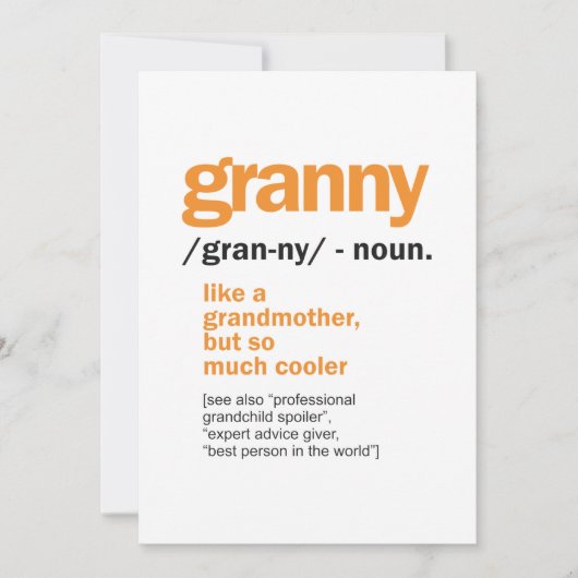 Granny Definition Großartiges Geschenk Einladung (Vorderseite)