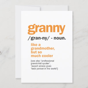 Granny Definition Großartiges Geschenk Einladung