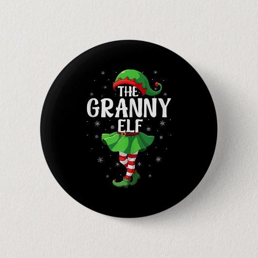 Granny Elf Christmas Grandma Women Elf Squad Xmas  Button (Vorderseite)