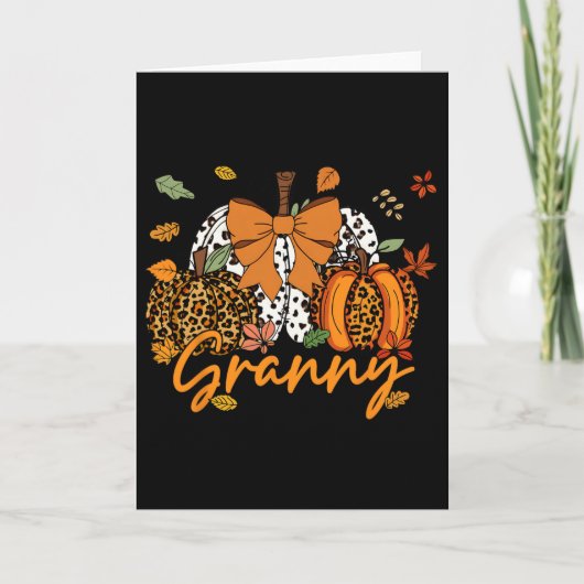 Granny Erntedank Leopard Pumpkin Coquette Bow M Karte (Vorderseite)
