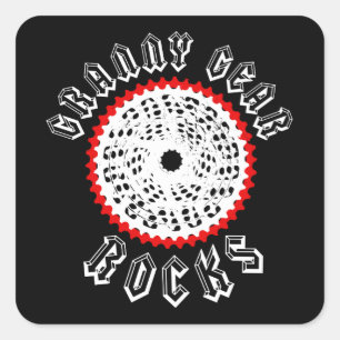 Granny Gear Rocks Cycling Quadratischer Aufkleber