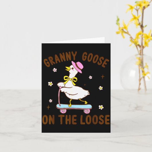 Granny Goose On The Loose Funny Birthday Matching Karte (Gelbe Blume)