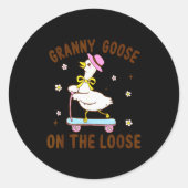 Granny Goose On The Loose Funny Birthday Matching  Runder Aufkleber (Vorderseite)