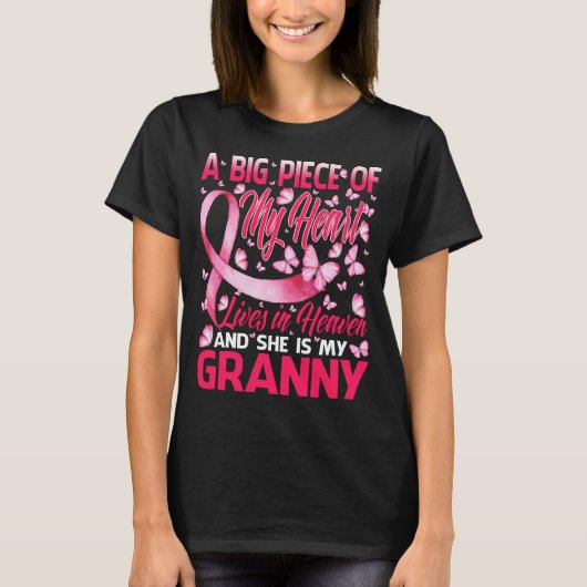 Granny in Heaven Butterfly Phantastischer Brustkre T-Shirt (Vorderseite)