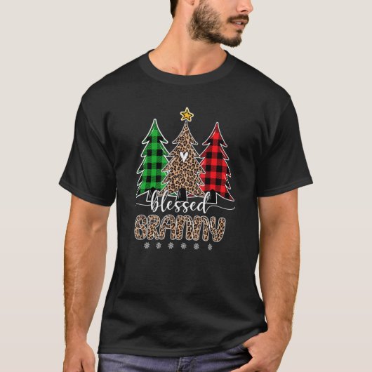 Granny Leopard Weihnachtsbaum Rote Pla T-Shirt (Vorderseite)