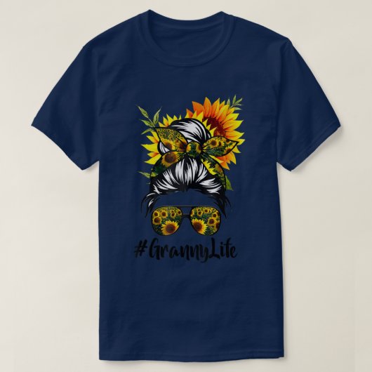 Granny Life Messy Hair Bun Sunflower Women Mother' T-Shirt (Design vorne)