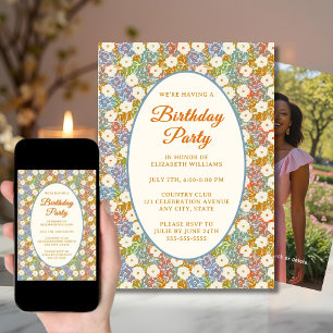 Granny Millennial Floral Geburtstagsparty Einladun Einladung