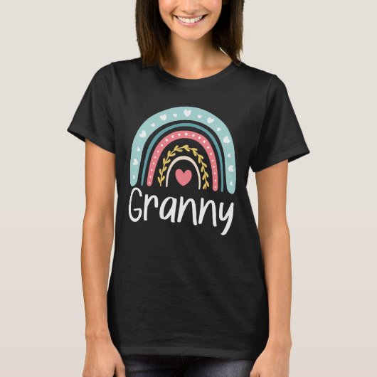 Granny Niedlich Oma Familie Matching Rainbow T-Shirt (Vorderseite)