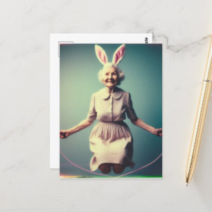 Granny Oaster Bunny Jumping Rope Postkarte
