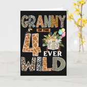 Granny Of The Four Ever Wild Safari 4th Birthday B Karte (Gelbe Blume)