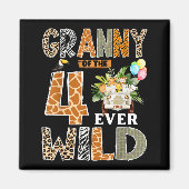 Granny Of The Four Ever Wild Safari 4th Birthday B Magnet (Vorne)