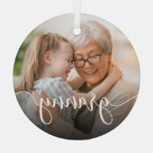 Granny Oma Script Overlay Ornament Aus Glas (Rückseite)