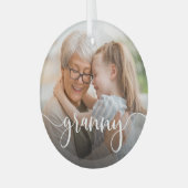 Granny Oma Script Overlay Ornament Aus Glas (Vorderseite links)
