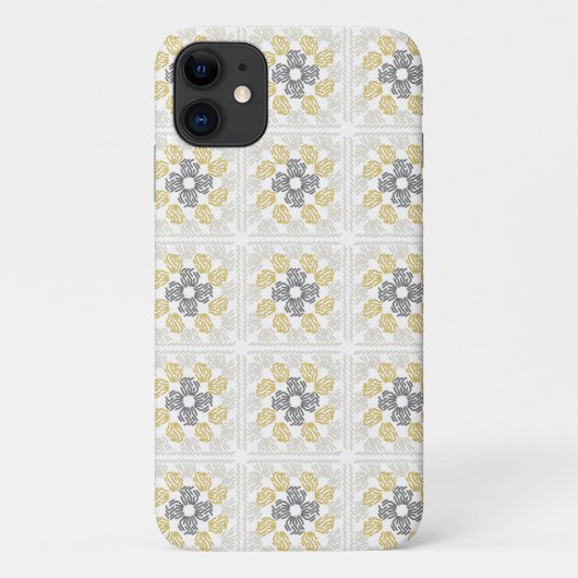 Granny Quadrat-Skizze gelb grau Case-Mate iPhone Hülle (Rückseite)