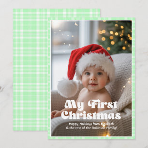 Granny Smith Apfel Gingham Mein erstes Weihnachtsb Feiertagskarte