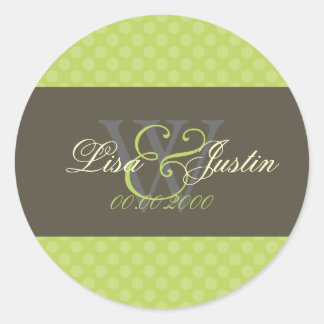 Granny Smith Polka Dots Monogramm/Tagfarbe Runder Aufkleber