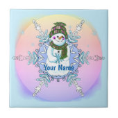 Granny Snowflake Snowman tile Fliese (Vorderseite)