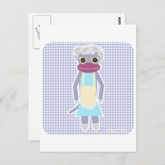 Granny Sock Monkey Postkarte (Vorne/Hinten)