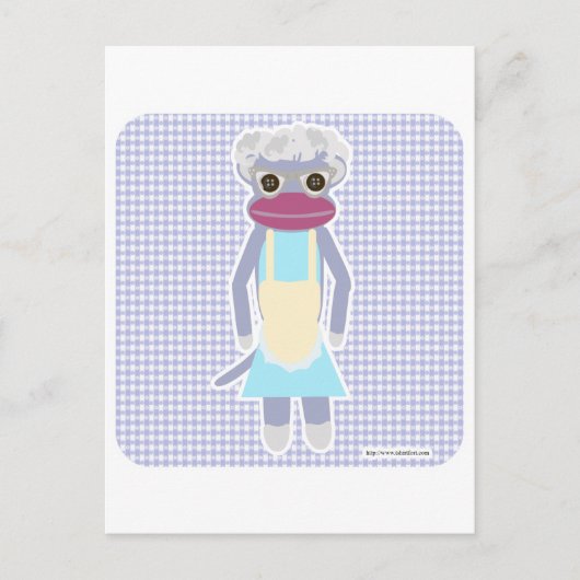 Granny Sock Monkey Postkarte (Vorderseite)