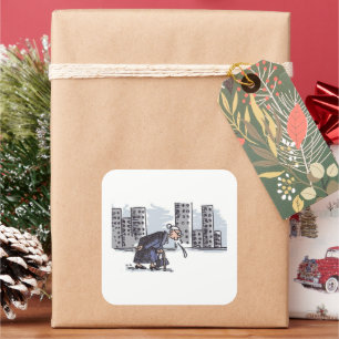 Granny Spitzen! In der Stadt große Quadrat-Aufkleb Quadratischer Aufkleber