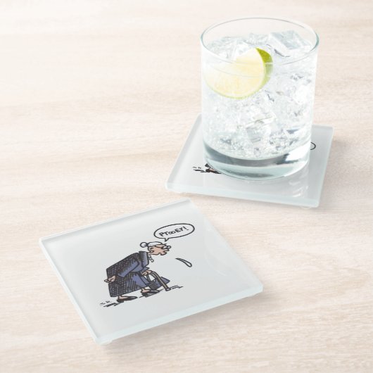 Granny Spitzen Untersetzer aus weißem Glas (Schrägansicht)