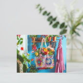 Granny Square Crochet Art Postkarte (Stehend Vorderseite)