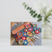 Granny Square Crochet Art Postkarte (Stehend Vorderseite)