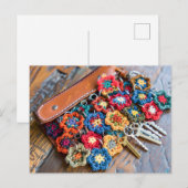 Granny Square Crochet Art Postkarte (Vorne/Hinten)