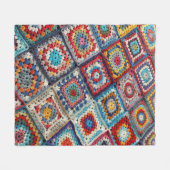Granny Square Crocheted Quilt Fleecedecke (Vorderseite (Horizontal))