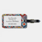 Granny Square Crocheted Quilt Gepäckanhänger (Rückseite horizontal)