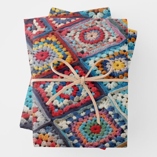 Granny Square Crocheted Quilt Geschenkpapier Set (Beispiel)