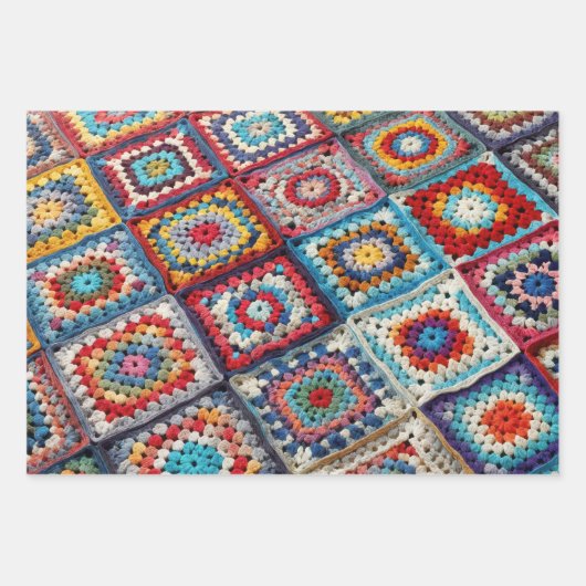 Granny Square Crocheted Quilt Geschenkpapier Set (Vorderseite)