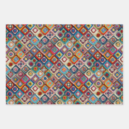 Granny Square Crocheted Quilt Geschenkpapier Set