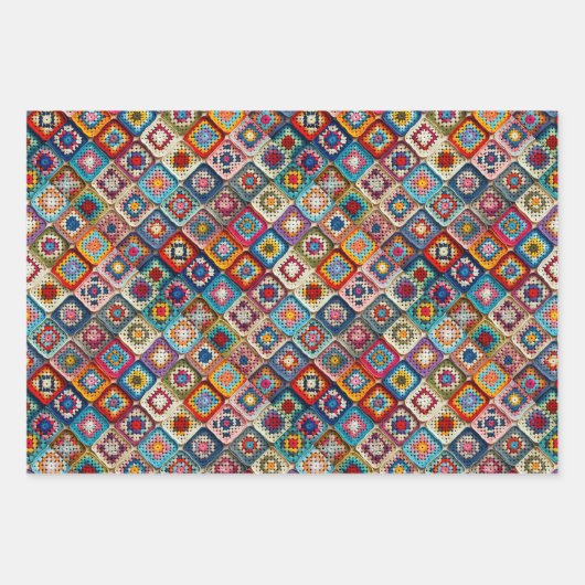 Granny Square Crocheted Quilt Geschenkpapier Set (Vorderseite)