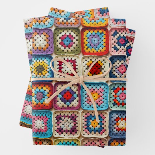 Granny Square Crocheted Quilt Geschenkpapier Set (Beispiel)