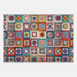 Granny Square Crocheted Quilt Geschenkpapier Set