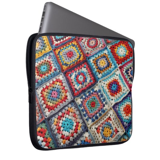 Granny Square Crocheted Quilt Laptopschutzhülle (Vorne Rechts)