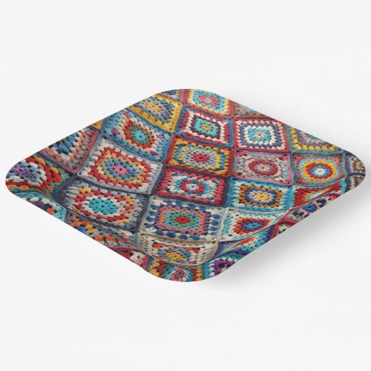 Granny Square Crocheted Quilt Pappteller (Gewinkelt)