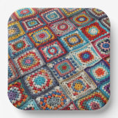 Granny Square Crocheted Quilt Pappteller (Vorderseite)