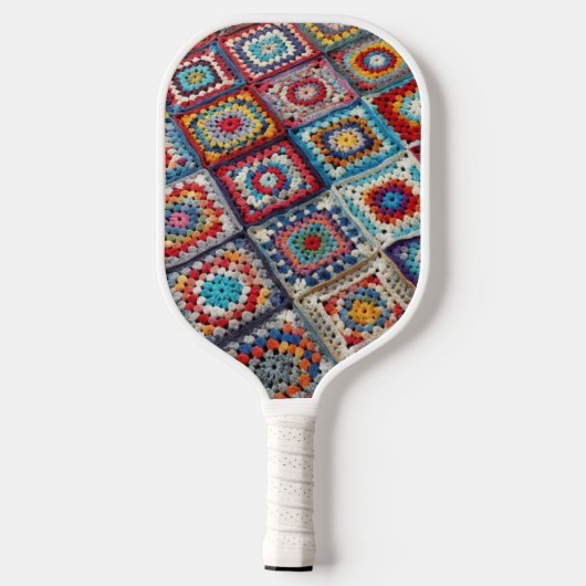Granny Square Crocheted Quilt Pickleball Schläger (Rückseite)