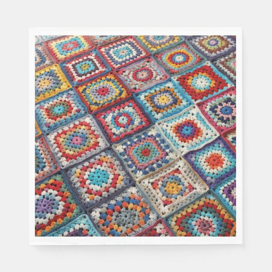 Granny Square Crocheted Quilt Serviette (Vorderseite)