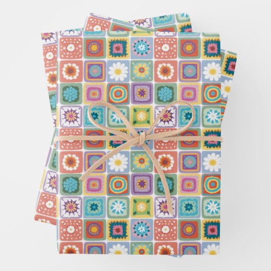 Granny Square Musterpapier Geschenkpapier Set (Beispiel)