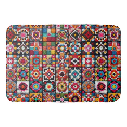 Granny Squares Crochet Pattern Blankon Print Badematte (Vorderseite)