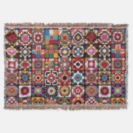 Granny Squares Crochet Pattern Blankon Print Decke