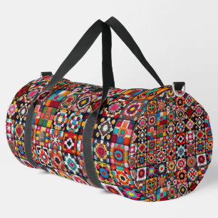 Granny Squares Crochet Pattern Blankon Print Duffle Bag