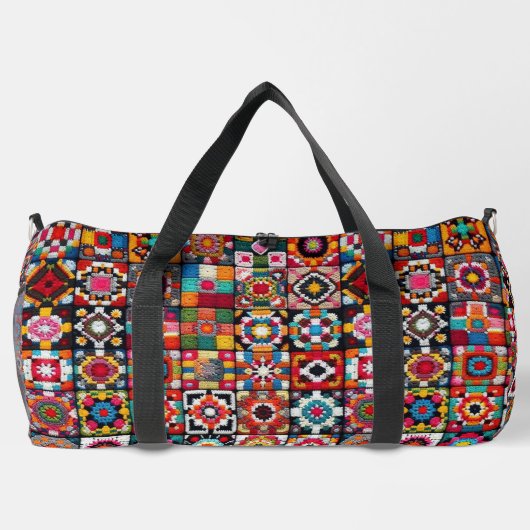 Granny Squares Crochet Pattern Blankon Print Duffle Bag (Rückseite)