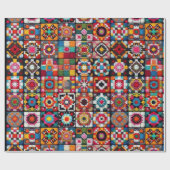 Granny Squares Crochet Pattern Blankon Print Geschenkpapier (Flach)